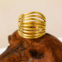 Geometric Multi-layer 304 Stainless Steel Adjustable Cuff Open Rings for Women&nbsp;PC6730-2