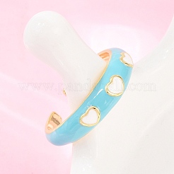 Brass Enamel Cuff Open Rings&nbsp;RJEW-P190-01G-02