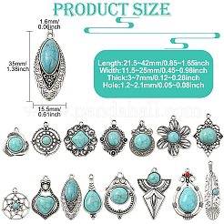 15Pcs 15 Styles Synthetic Turquoise Pendants&nbsp;FIND-CJ0004-26