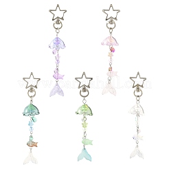 Flower Glass & Acrylic & Alloy Pendant Decorations&nbsp;KEYC-FS00033-03