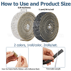 4Rolls 2 Colors Self Adhesive Glass Rhinestone Tape&nbsp;DIY-HS0002-47