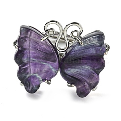 Butterfly Natural Fluorite Adjustable Rings&nbsp;G-P547-06P