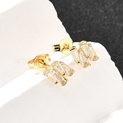 Nuggets Brass Micro Pave Clear Cubic Zirconia Stud Earrings&nbsp;EJEW-A135-16G