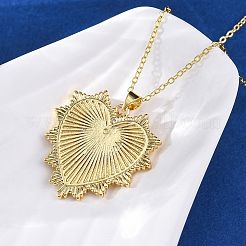 Brass Micro Pave Clear Cubic Zirconia Heart Pendant Necklaces for Women&nbsp;LS-NJEW-S438-07B-G