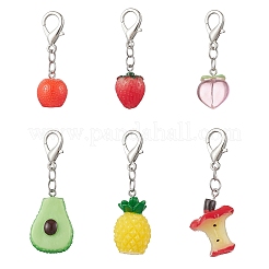 6Pcs Fruits Resin Pendant Decoration&nbsp;HJEW-JM03814