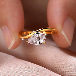 Brass Pave Single Cubic Zirconia Finger Rings for Women&nbsp;ZK8046-1