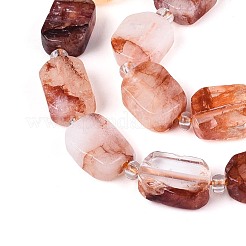 Natural Hematoid Quartz/Ferruginous Quartz Beads Strands&nbsp;G-C098-A28-01