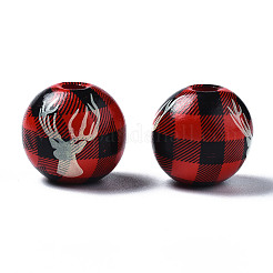 Painted Natural Wood European Beads&nbsp;LS-WOOD-S057-036A