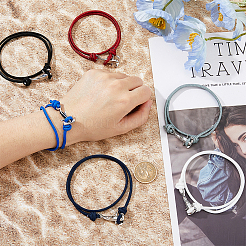 6Pcs 6 Colors Survival Polyester Cord Bracelets Set with Alloy Shark Shape Clasps&nbsp;BJEW-FI0001-72
