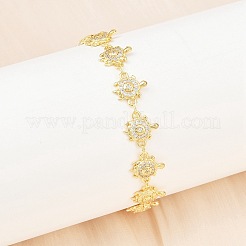 Brass Micro Pave Clear Cubic Zirconia Link Chain Bracelets for Women&nbsp;BJEW-A090-11B-G
