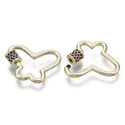 Brass Micro Pave Cubic Zirconia Screw Carabiner Lock Charms&nbsp;KK-R136-071C-NF