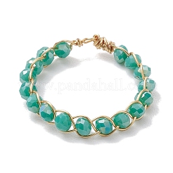 Glass Beads Finger Ring&nbsp;RJEW-JR00677
