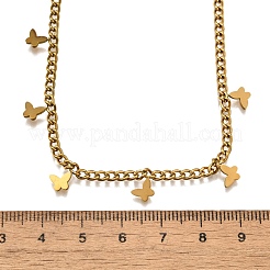 304 Stainless Steel Twisted Chain Necklaces with Butterfly Charm Tassel&nbsp;NJEW-R023-06G