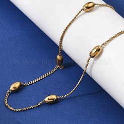 Unisex 304 Stainless Steel Oval Curb Chain Necklaces&nbsp;NJEW-P356-03G