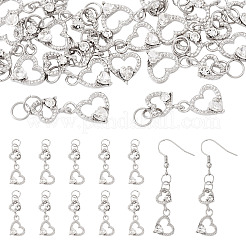 15Pcs Alloy Glass Heart Pendants&nbsp;PALLOY-TAC0254-02
