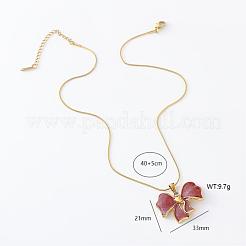 3Pcs Stainless Steel Dark Red Enamel Bowknot Pendant Necklaces for Women&nbsp;SV3353-2