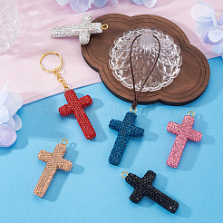 8Pcs 8 Colors Handmade Polymer Clay Pave Rhinestone Big Pendants&nbsp;RB-BT0001-03