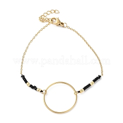304 Stainless Steel Glass Seed Beads Link Bracelets&nbsp;BJEW-A036-18G