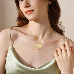 2Pcs 316 Surgical Stainless Steel Heart Photo Locket Pendant Cable Chain Necklaces for Women&nbsp;NJEW-DC0001-15G