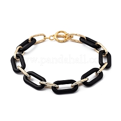 Spray Painted CCB Plastic & Aluminum Paperclip Chain Bracelets Sets&nbsp;BJEW-JB05432