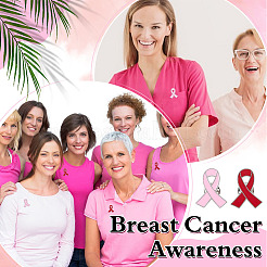 40Pcs 2 Colors AIDS/Breast Cancer Awareness Ribbon Enamel Pins&nbsp;JEWB-ME0001-23