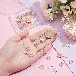 32Pcs 8 Styles Alloy Rhinestone Heart Pendants&nbsp;ENAM-NB0002-22