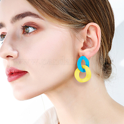 8 Pairs 8 Colors Acrylic Twist Oval Dangle Stud Earrings for Woman&nbsp;EJEW-AN0004-07