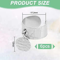 6Pcs 304 Stainless Steel Open Cuff Finger Rings&nbsp;RJEW-UN00009