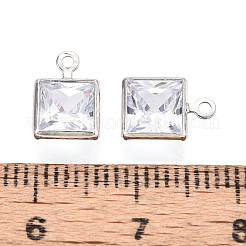 Brass Pave Clear Cubic Zirconia Pendants&nbsp;ZIRC-T017-04P