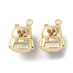 Brass Micro Pave Cubic Zirconia Pendants&nbsp;KK-F862-15G