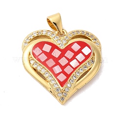 Heart Brass Micro Pave Cubic Zirconia Pendants&nbsp;KK-K385-045G