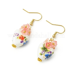 Handmade Porcelain & Acrylic Beads Dangle Earrings for Women&nbsp;EJEW-JE07329-01