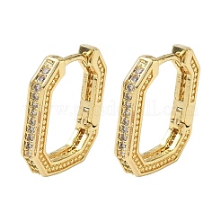 Brass Micro Pave Cubic Zirconia Hoop Earrings&nbsp;KK-CBA98BA-12G