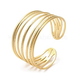 Ion Plating(IP) 304 Stainless Steel Multi Line Cuff Bangles for Women&nbsp;BJEW-L682-009G