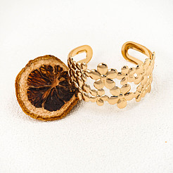 Iron Hollow Flower Open Cuff Bangles for Women&nbsp;WG4A465-01