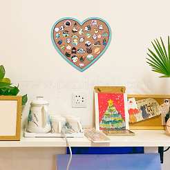 Heart Wall Mounted Brooch Jewelry Display Cork & Plywood Tray&nbsp;AJEW-WH0596-116B-02