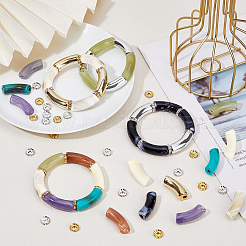 DIY Acrylic Curved Tube & CCB Plastic Beads Bracelet Making Kits&nbsp;DIY-DC0003-31A