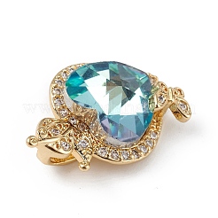 Real 18K Gold Plated Rack Plating Brass Micro Pave Clear Cubic Zirconia Pendants&nbsp;KK-C015-27G-08