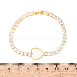 Brass Micro Pave Cubic Zirconia Link Chain Bracelets for Women&nbsp;BJEW-K273-01G-06