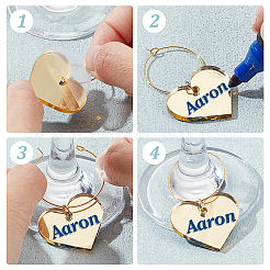 Acrylic Heart Wine Glass Charms&nbsp;AJEW-AB00116