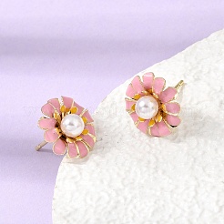 Brass Enamel Stud Earrings&nbsp;KK-CBA8324-27G