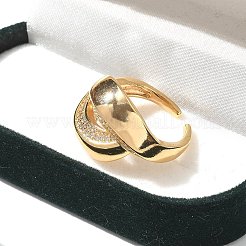 Brass Micro Pave Clear Cubic Zirconia Cuff Finger Rings for Women&nbsp;RJEW-B112-01G