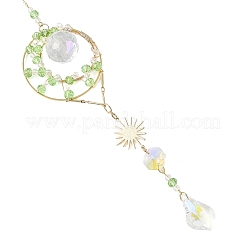Wire Wrapped Glass Beads Suncatcher&nbsp;HJEW-JM05003