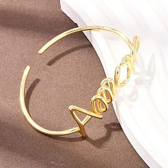 Amour Brass Open Cuff Bangles&nbsp;BJEW-F528-03G
