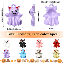 32Pcs 8 Colors Halloween Alloy Enamel Pendants&nbsp;ENAM-SC0016-83