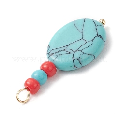 4Pcs 4 Styles Synthetic Turquoise & Glass Seed Beads Pendants&nbsp;PALLOY-JF04216