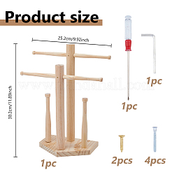 Baseball Wooden Jewelry Ring Display Tower Stands&nbsp;ODIS-WH0086-223B