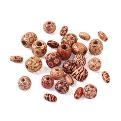 Printed Natural Wood Beads&nbsp;WOOD-TA0001-14