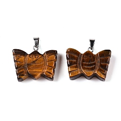 Natural Tiger Eye Carved Butterfly Pendants&nbsp;G-N342-01B