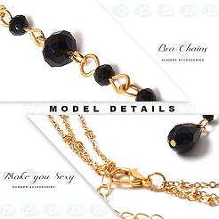 Iron & Black Glass Layered Body Chains for Women&nbsp;WGFBD6B-01